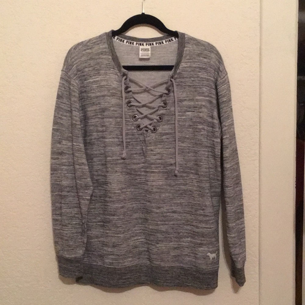 PINK lace up sweater